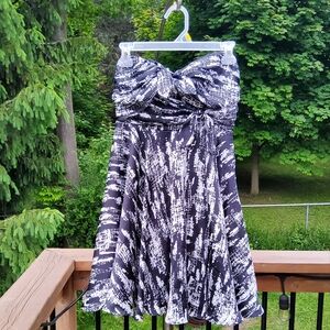 Minuet Black and White Strapless Prom Dress